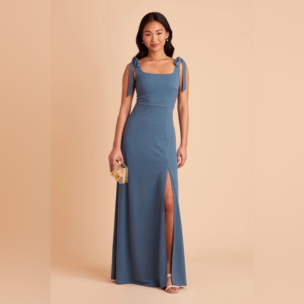 Birdy Grey Alex Crepe‎ Twilight Blue Tie Strap Maxi Dress Extra Small